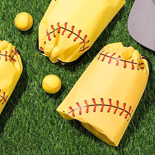 Miniatura 6 de Silkfly Paquete de 50 bolsas de softbol con cordón para aperitivos, bolsas de plástico para regalo, regalos de fiesta para suministros de fiesta