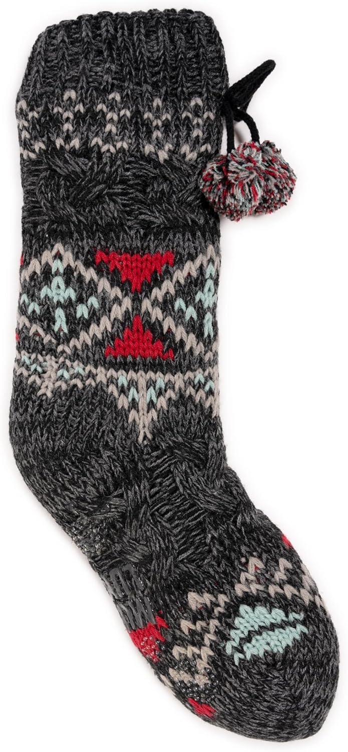 MUK LUKS Women's Chunky Fairisle/Cable Mix Cabin Socks