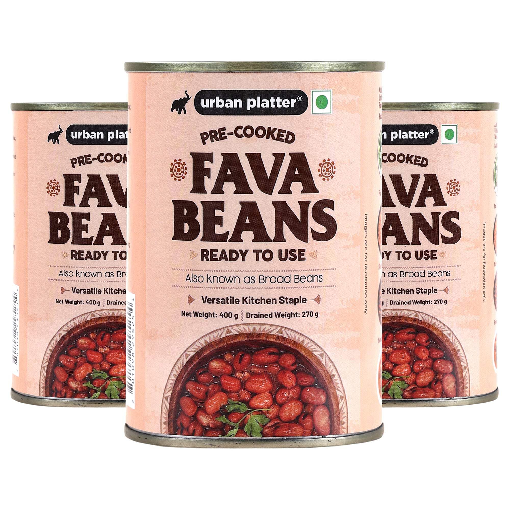 Urban Platter Canned Fava Beans, 400g (Pack of 3)(Ready to use, Cooked Fava Beans, Broad Beans, Middle Eastern Staple, Foul Medammas)-image-44