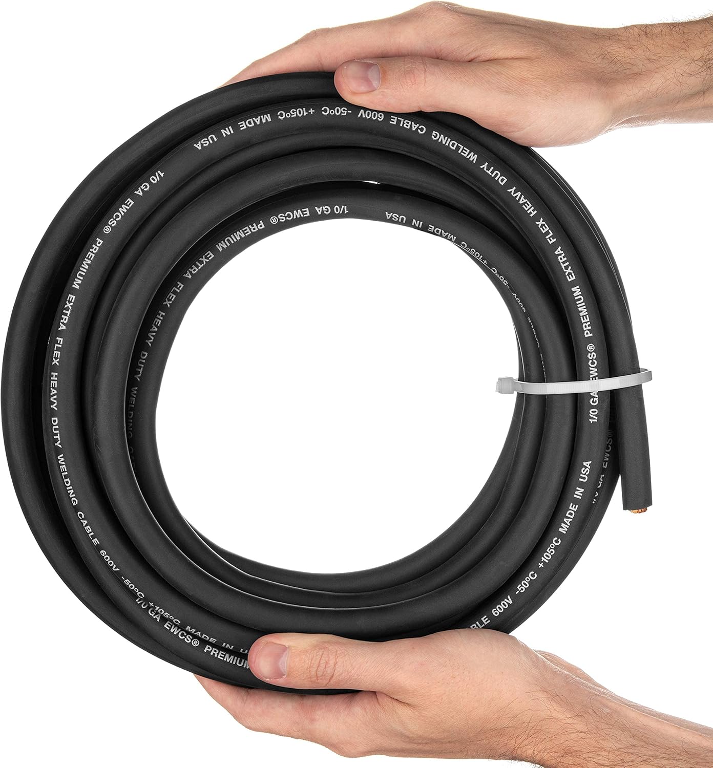 1/0 Gauge EWCS Brand - 20 Feet Black - 100% Copper Premium Industrial Grade Extra Flexible Welding Cable 600 Volt