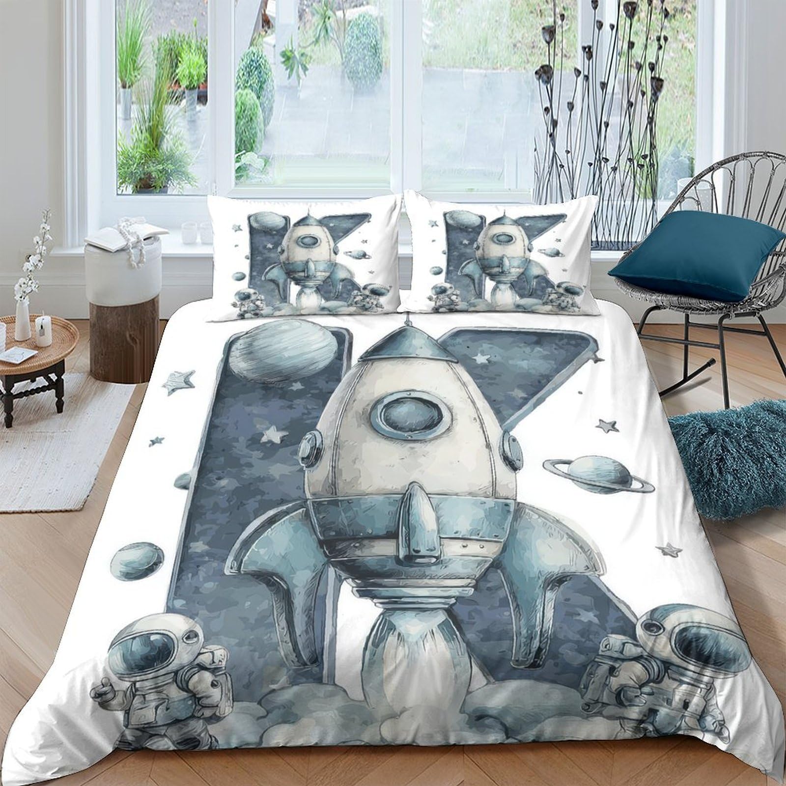 Linge de lit futuriste 3 pièces finition super douce parure King imprimé 3D