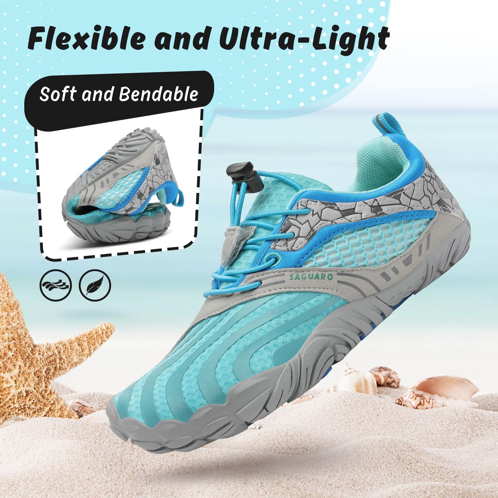 SAGUARO Niños Calzado Descalzos Zapatillas de Trail Niñas Transpirables Minimalistas Zapatillas de Deporte, 24-36 EU