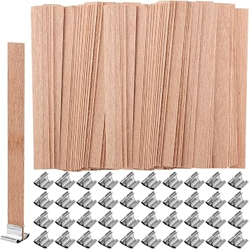400 Pcs 0.5 5.1 Inches Wooden Candle Wicks, Crackling Wood Wicks with Iron Stand, Wood Wicks for Candles Making, DIY 200 Sets