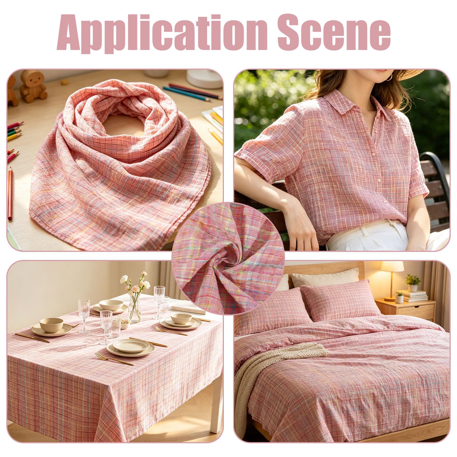 Tissu à carreaux en coton - Rose - 200 x 140 cm - Pour vêtements, décoration d'intérieur et loisirs créatifs