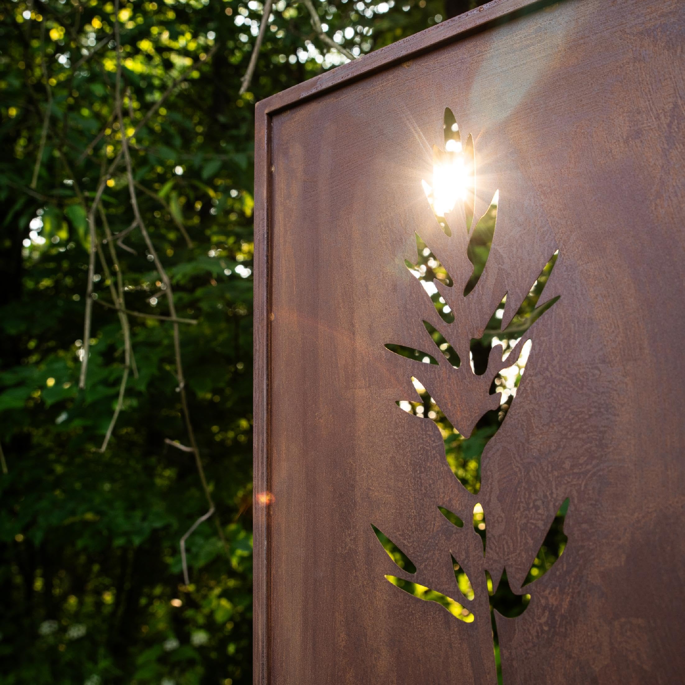 Kapaga - Sichtschutz Metall - 160x50 cm - Edelrost - Rostoptik, Patina | für Garten und Terrasse - Corten, Sichtschutzelement - Sichtschutzwand - Gartendekoration Zaun - Rost (Strauch)