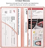 Vista 3 de Soporte para Registro y Seguro de Automóvil, Organizador de Guantera de Vehículo con Cierre Magnético de Cuero para Documentos, Tarjetas, Licencia