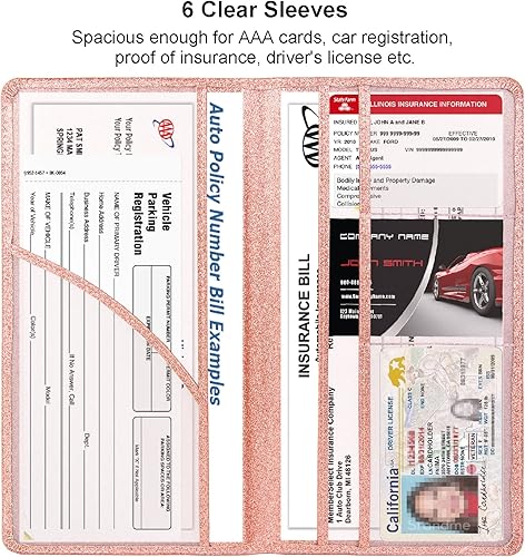 Miniatura 3 de soporte para registro de automóvil y seguro, accesorios de automóvil para mujer, guantera, organizador de documentos, cartera de almacenamiento de