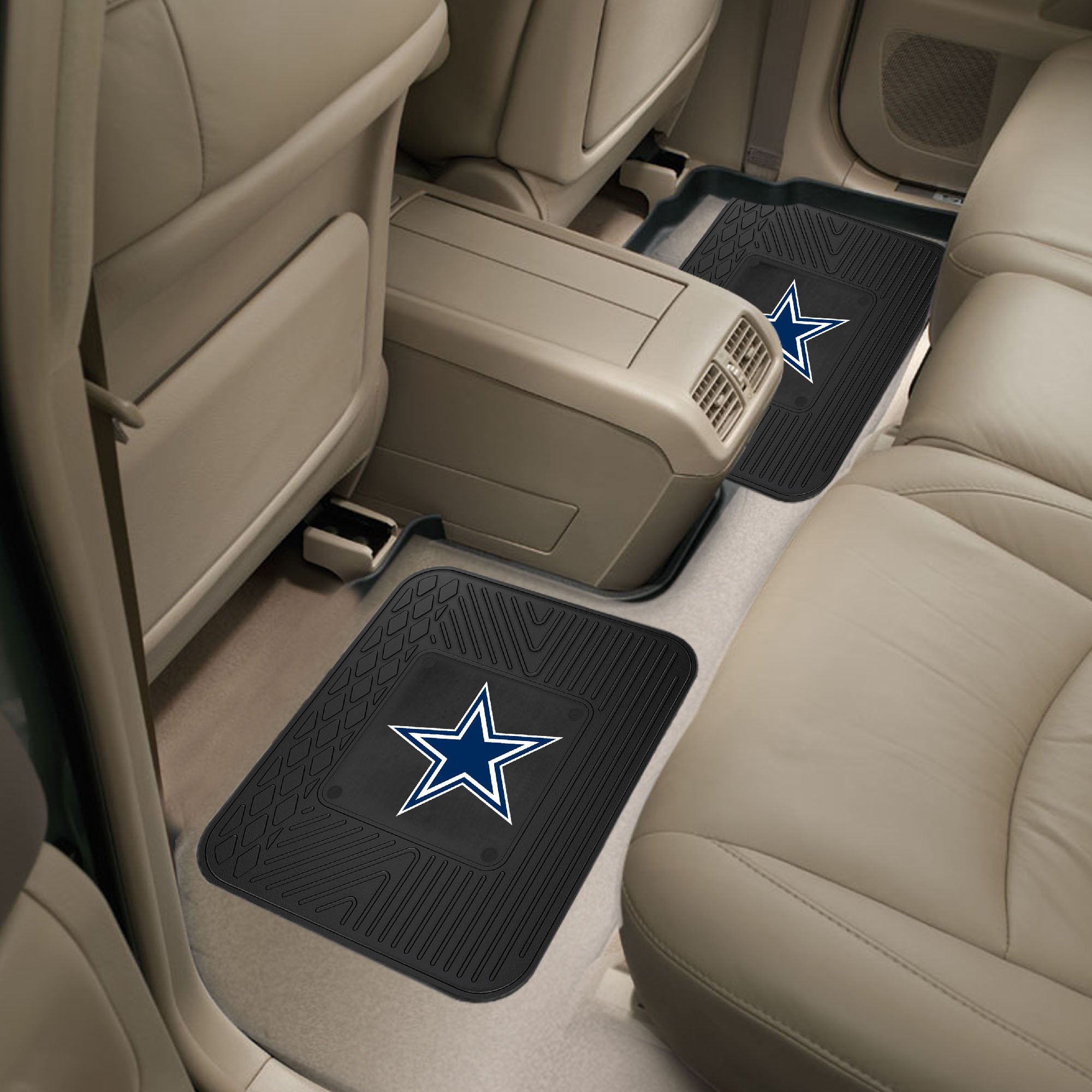 FANMATS NFL – Dallas Cowboys 2 Universal-Matten für Rücksitze, 35,6 x 43,2 cm, Stern-Logo, Schwarz