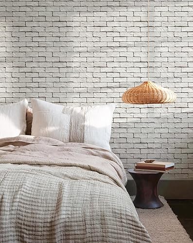 Miniatura 7 de Papel tapiz de ladrillo blanco, papel tapiz adhesivo de ladrillo para armarios, papel tapiz de ladrillo sintético 3D para dormitorio, papel tapiz