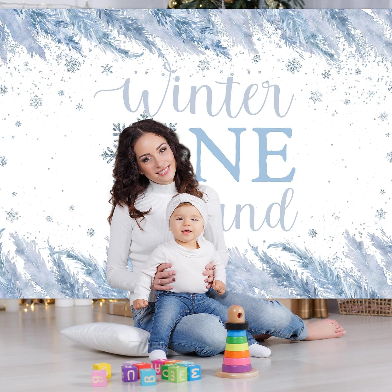 Avezano Winter Onederland 1st Birthday Party Decorations Blue Winter Onederland Backdrop Snowflake 1st Birthday Banner Boy First Bday Background 7 x 5 ft, 83 x 59 inch