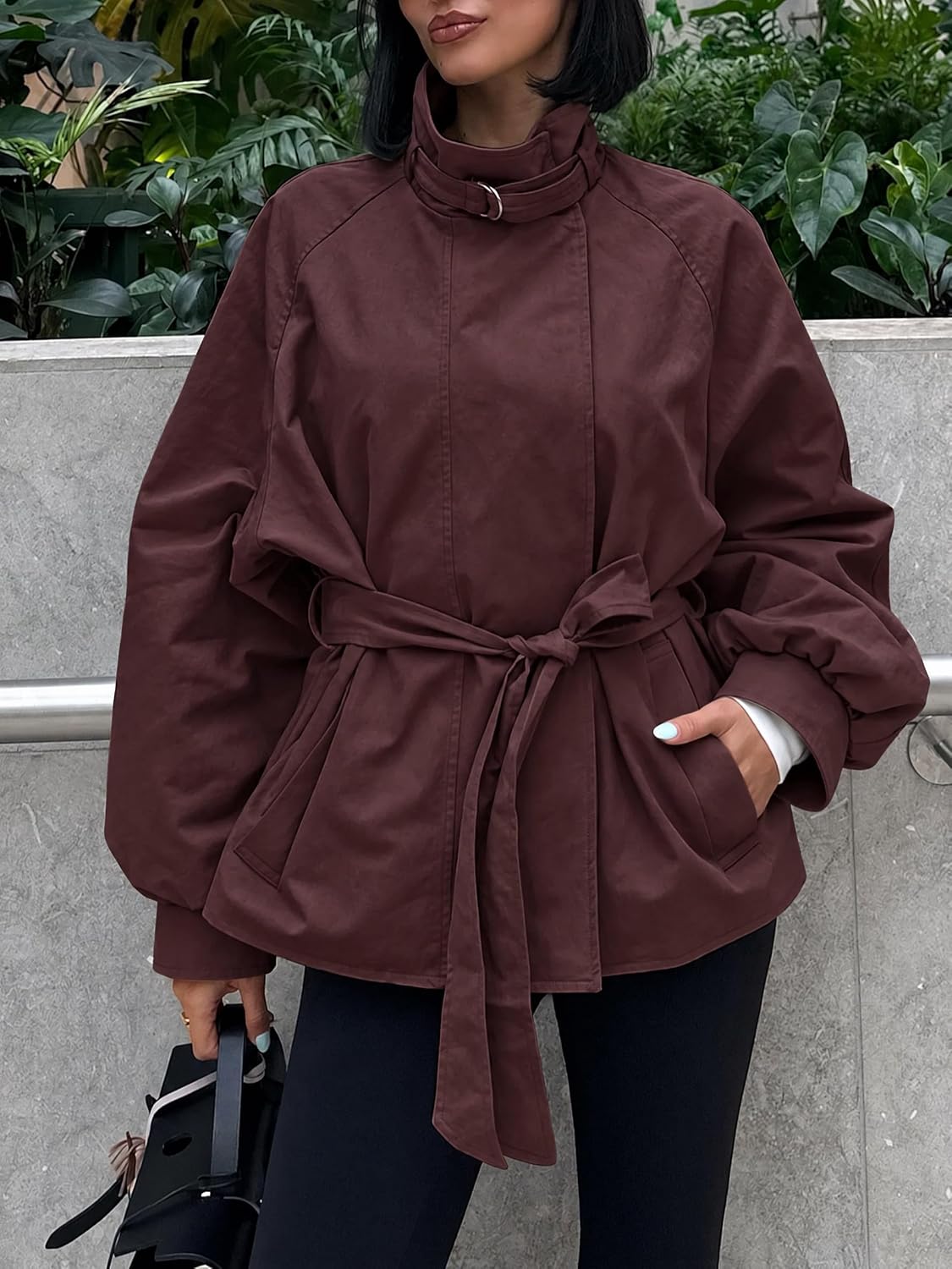 Tankaneo Womens Cropped Trench Coat Trendy Lightweight Short Jackets