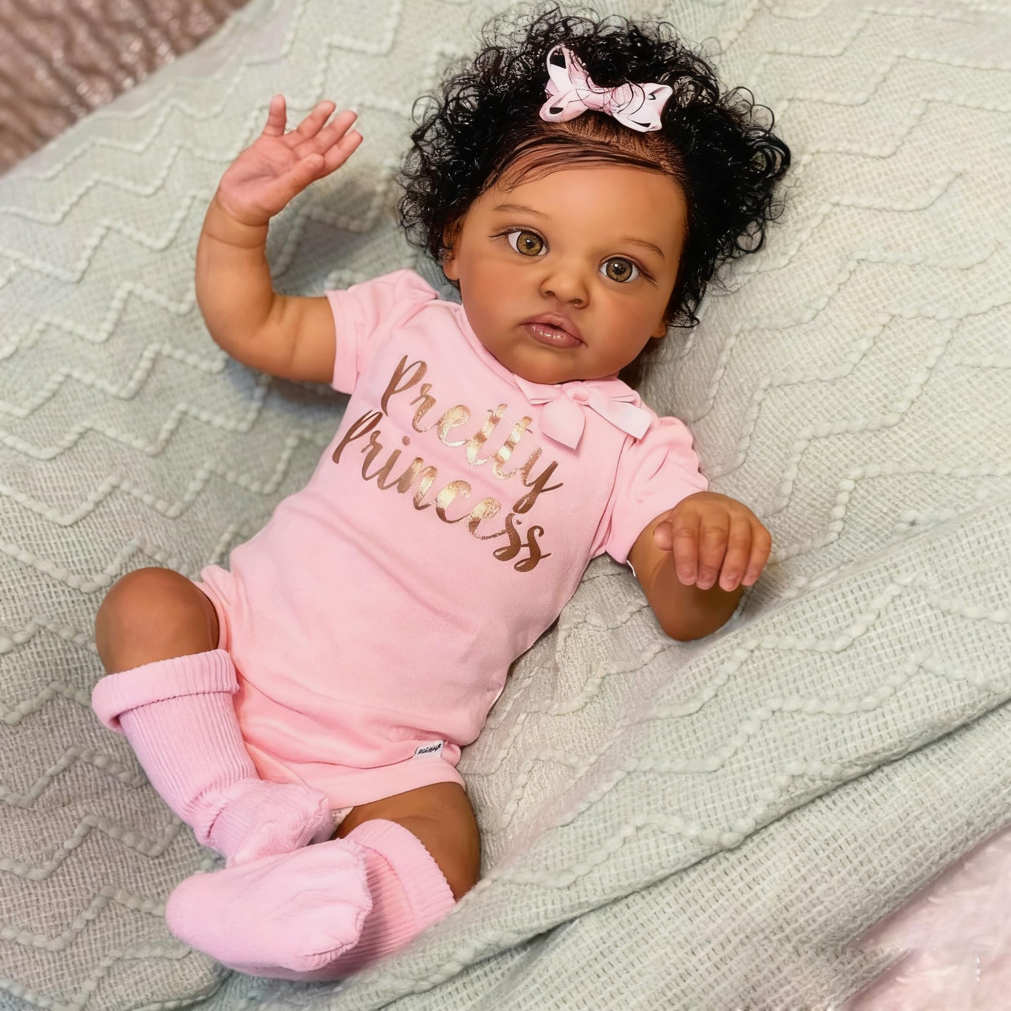 Anano Black Reborn Baby Dolls - 20 In Realistic Baby Doll Girl, Silicone Babys Doll, Black Reborn Dolls, African American Newborn Babies Brown Skin With Accessories