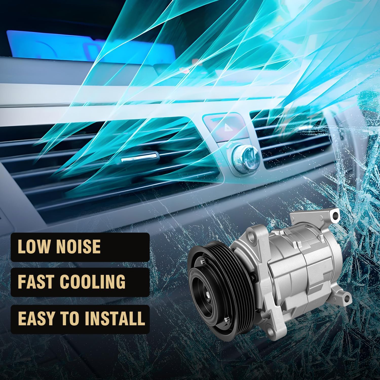 A/C Compressor with Clutch Compatible with Chrysler Town & Country 2001-2007 3.3L 3.8L, for Chrysler Voyager 2001-2003, for Dodge Grand Caravan 2002-2007 3.3L 3.8L, CO 29001C, 78374, 4710522