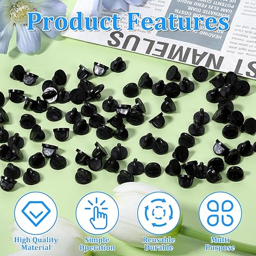 Miniatura 6 de Giantree 200 piezas de gomas para pasadores, respaldo de seguridad de pasadores, soportes de pasadores de goma de PVC, soportes para broches de