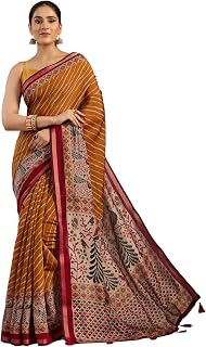 Libas Printed Cotton Blend Saree With Unstitched Blouse Piece Price In India