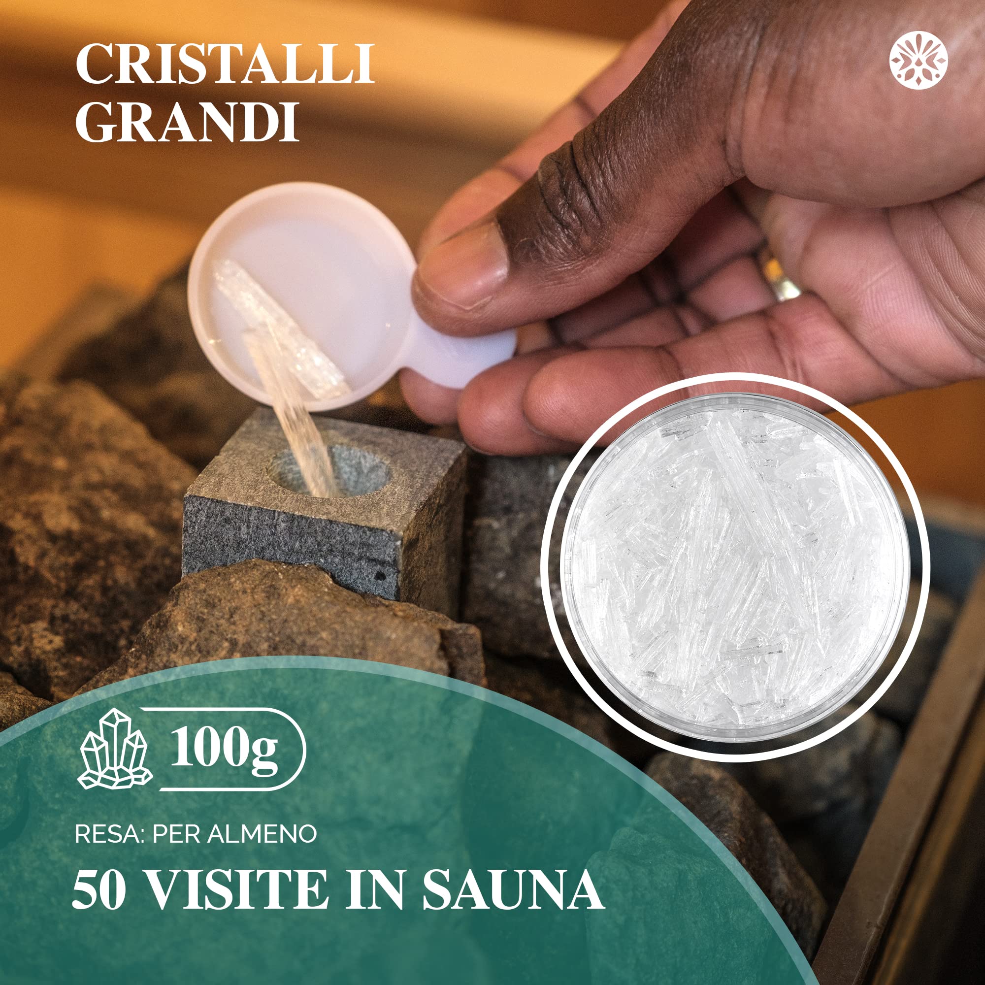 LoWell® 100g Cristalli di mentolo 100% menta pura - Ideale come infuso per la sauna in barattolo richiudibile - Mentolo