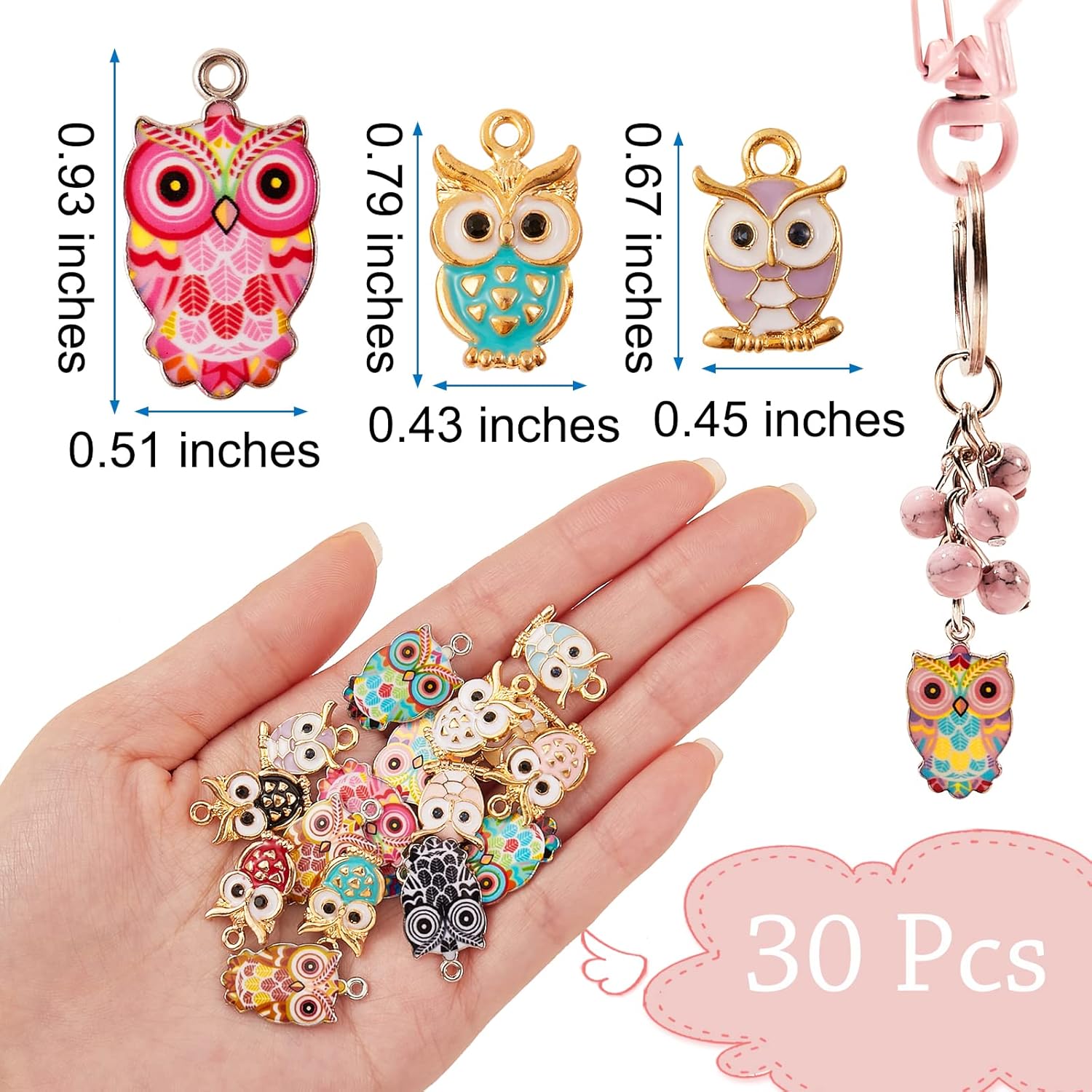 30 Pcs Owl Enamel Charms Pendants Colorful Owl Charms Pendant for Jewelry Necklace Earring Keychain Making Crafts - Image 2