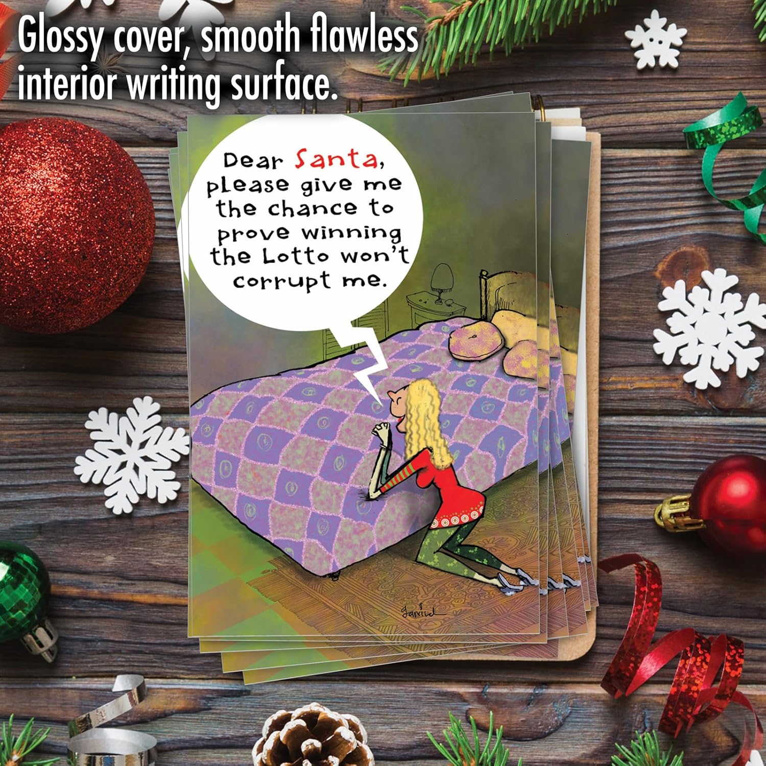 NobleWorks - Box of 12 Funny Christmas Cards - Hilarious Holiday Humor, Xmas Stationery Set with Envelopes (1 Design, 12 Cards) - Santa Prove Christmas B1259