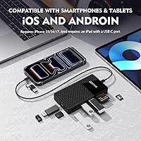 Vista 4 de SSD portátil 3 en 1 de 500 GB, hasta 1050 MB/s, unidad externa de estado sólido USB-C con concentrador USB 3.2 multipuerto, lector de tarjetas