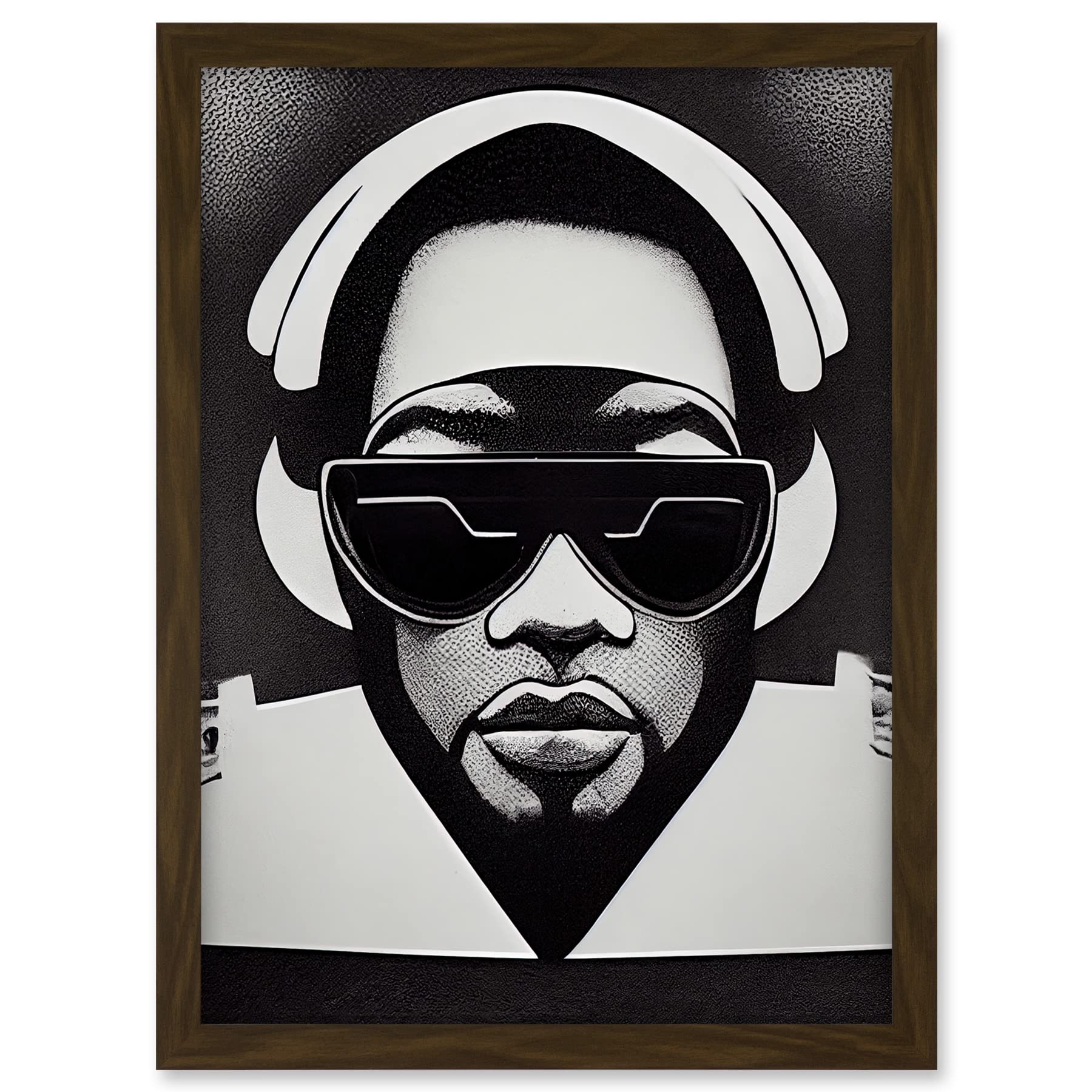 Wee Blue Coo Hip Hop Black Artist Music DJ Monochrome Music Musician Artwork Framed A3 Wall Art Print