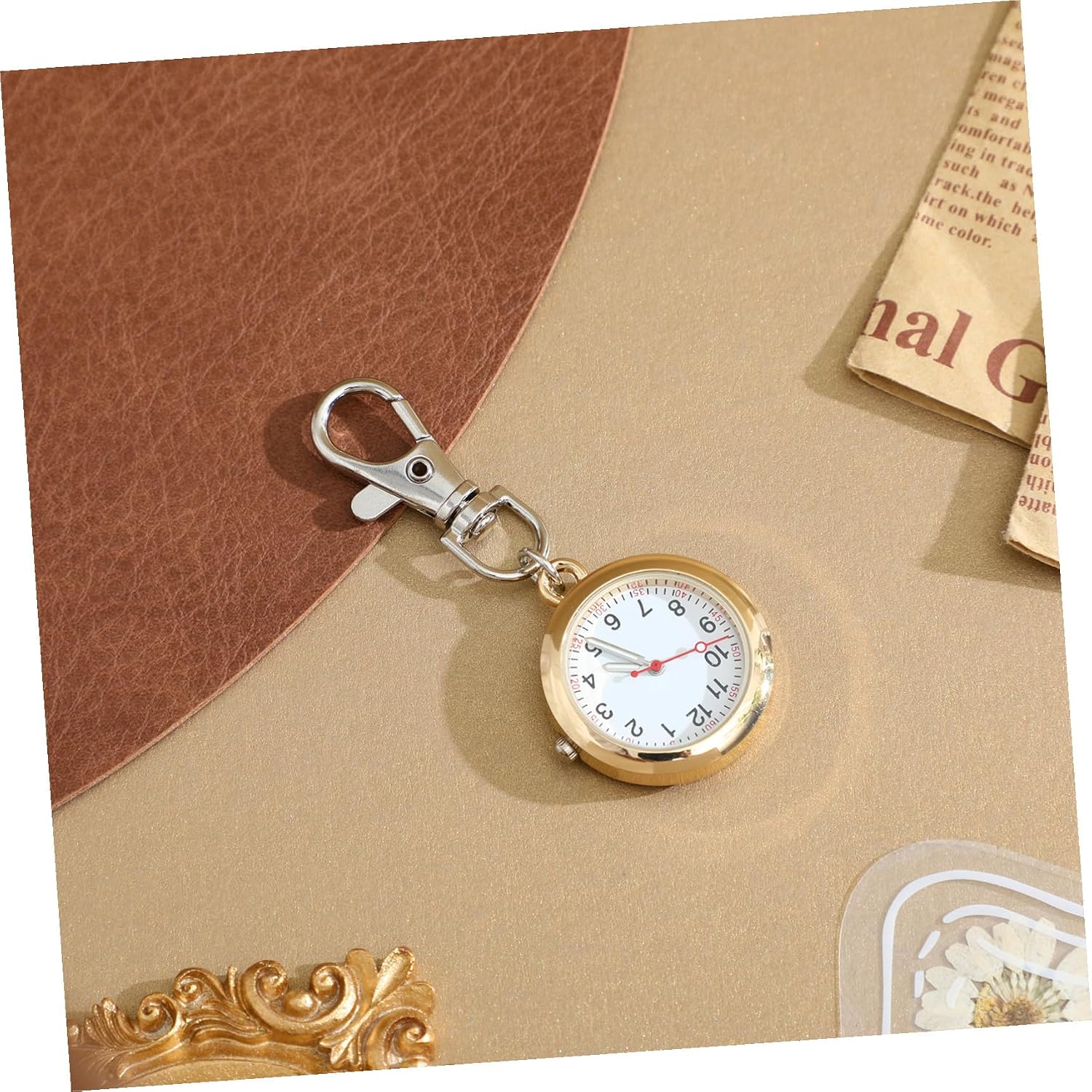 Nurse Hanging Pocket Watch Lightweight Metal Fob Watch for Nurses Portable Keyring Pocket with Vintage Design for Staff