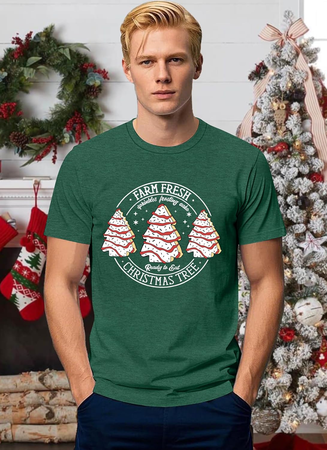 Christmas Shirts for Men Xmas Tshirt Merry Tops Casual Holiday Short Sleeve Tees - Image 3