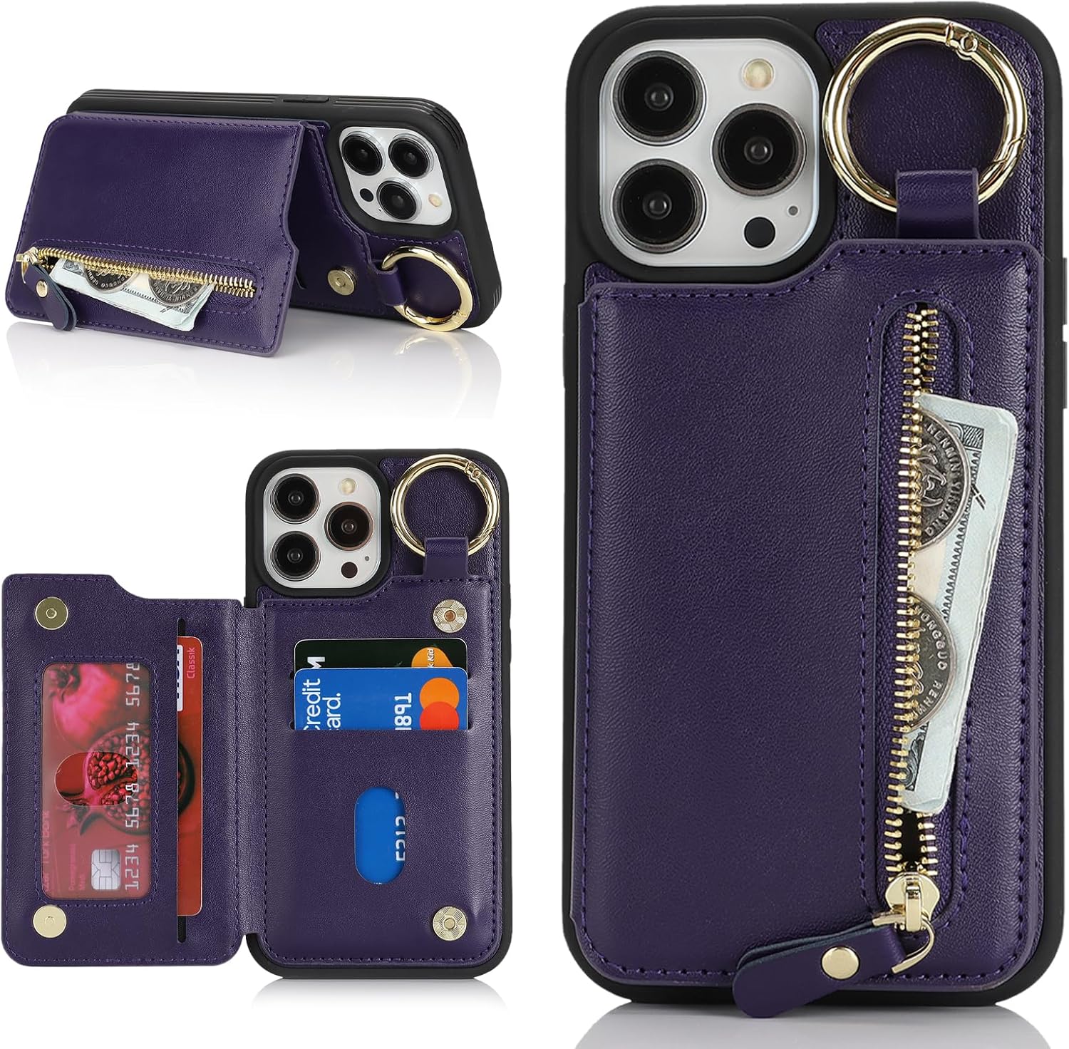 Ｈａｖａｙａ Luxury Wallet Case for iPhone 13 Pro Max & 12 Pro Max - Executive Faux Alligator Leather Cover, Detachable 2-in-1 Magnetic Design with Card Holder & Kickstand, Compatible with MagSafe - White