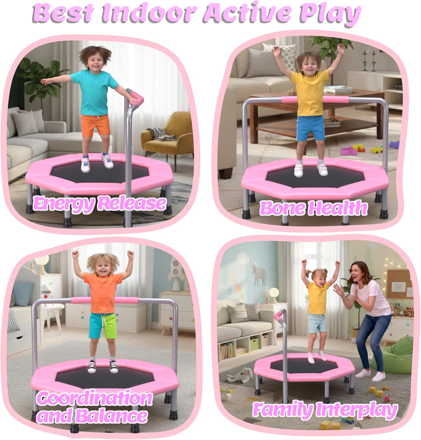 36 Inch Kids Trampoline for Toddlers Ages 1-3,Mini Indoor/Outdoor Trampoline with Gap-Free Spring Design - Safe Bounce Jumping Toy