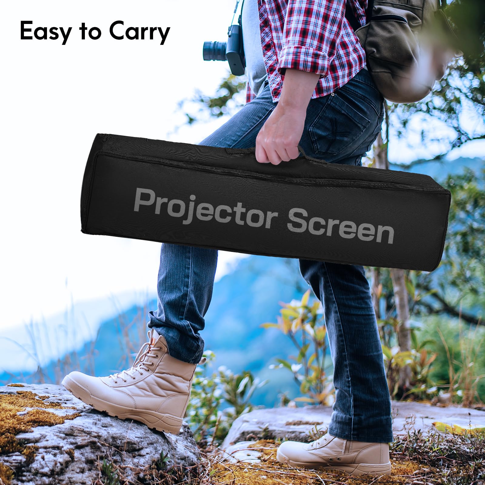 Schermo Per Proiettore Portatile 16:9 HD - Con Supporto E Borsa Trasporto, Per Interni/esterni, Home Theater E Cinema All'aperto
