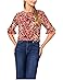 CeCe Floral Ruffle Cuff Crew Neck Top - Main View