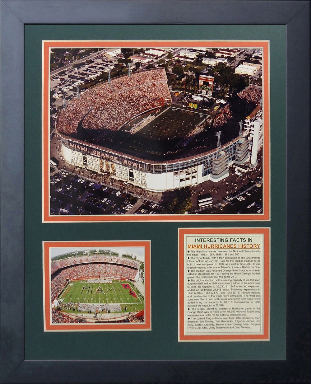 Photo collage Miami Hurricanes souvenir mythique Miami Orange Bowl 28x35cm