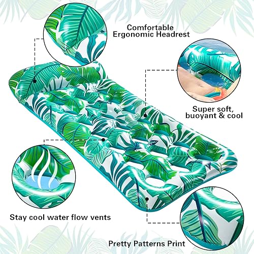 Miniatura 10 de Raft Pool Float Lounge - Adult Size, Inflatable Pool Float with Headrest, Ultra-Comfort Cooling