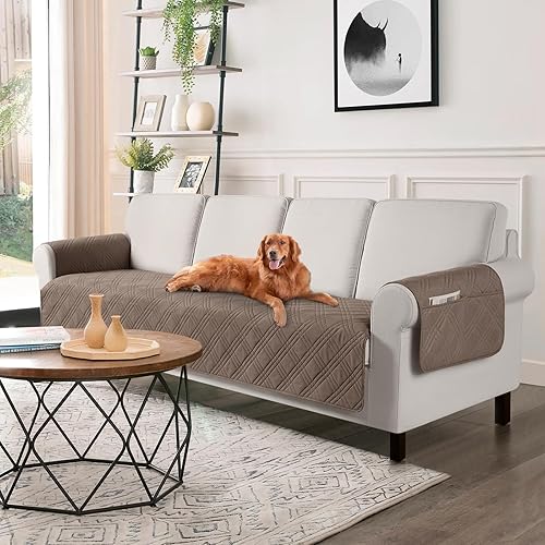 Miniatura 47 de TAOCOCO Fundas de sofá impermeables extragrandes para mascotas y perros con respaldo antideslizante, fundas para asientos de sofá con bolsillo para