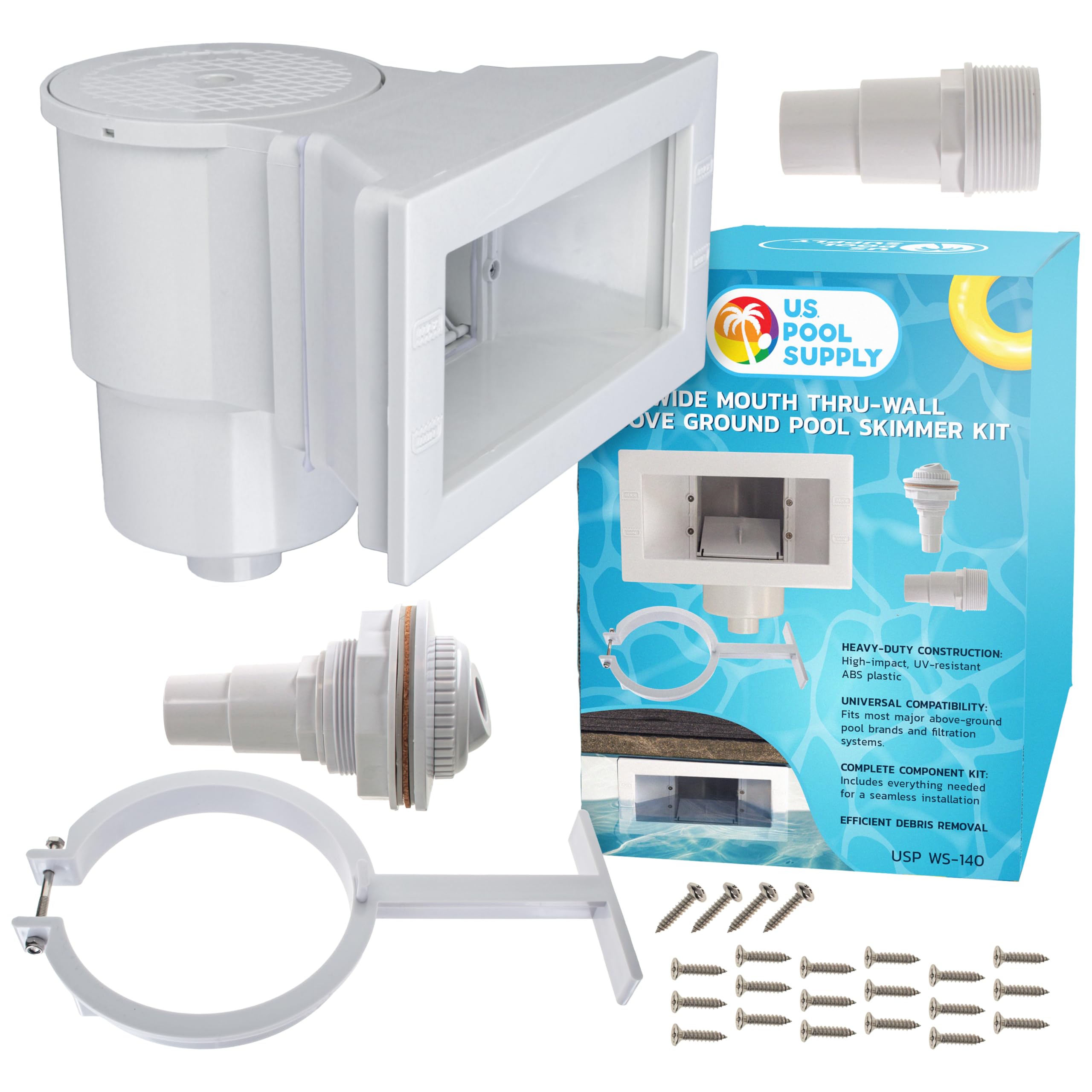 U.S. Pool Supply Wide Mouth Thru-Wall Above Ground Pool Skimmer Kit