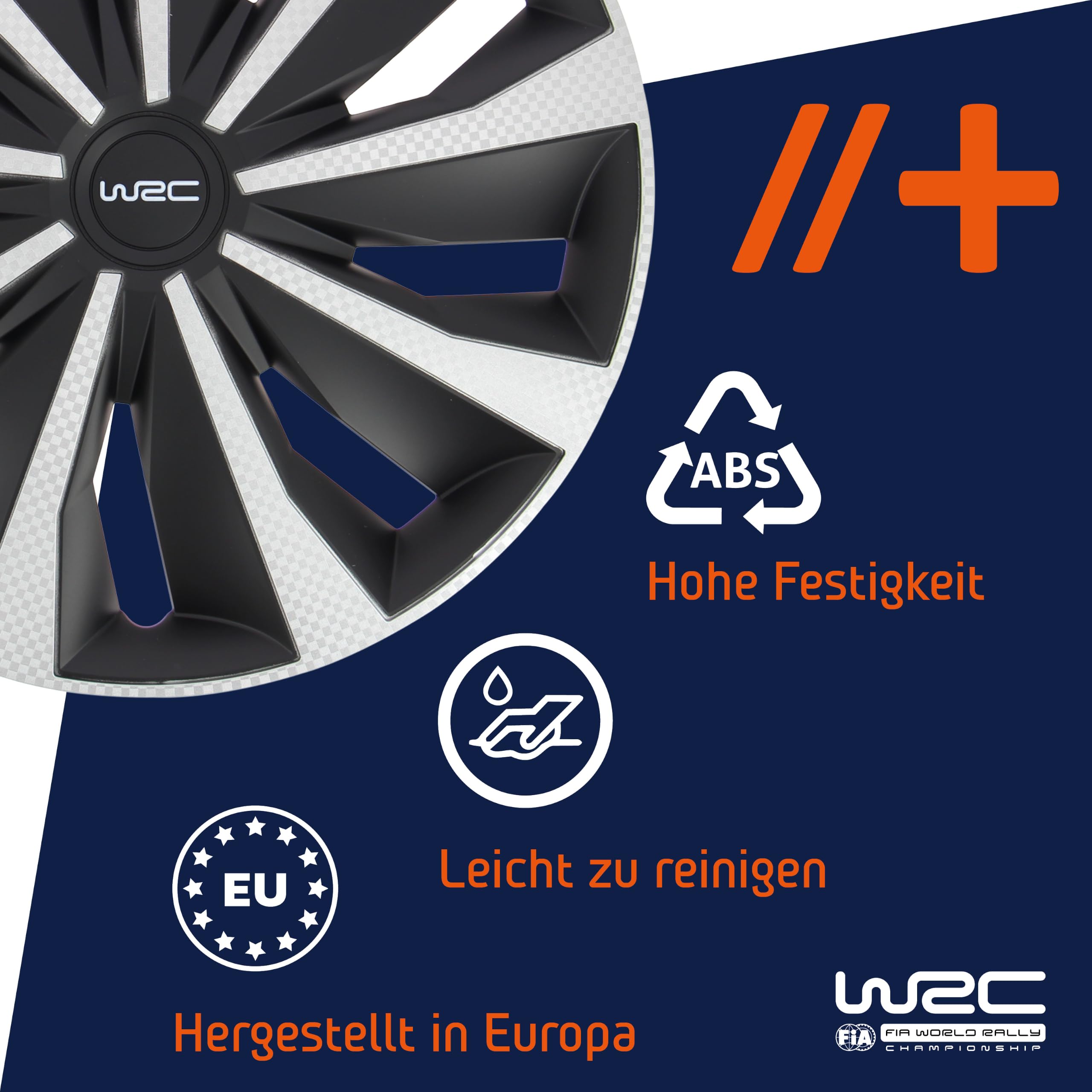 WRC 007497 4 Radkappen 14 Zoll, Radzierblende Carbonfelgen Stil