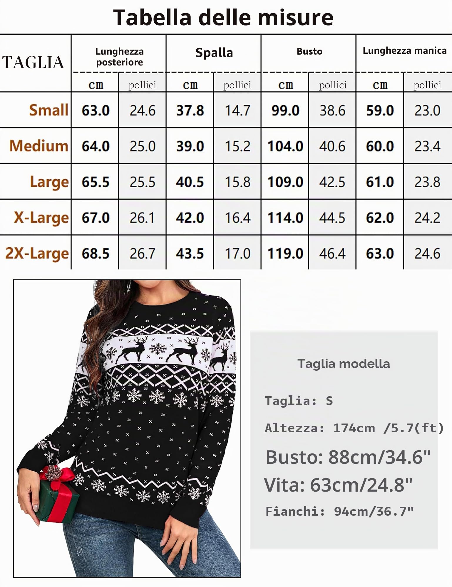 Aottori Maglione Natalizio Donna Girocollo con Renne Fiocchi di Neve | Pullover Natale Invernale, Maglia Natalizi, Maglieria Lavorato, Feste Regalo