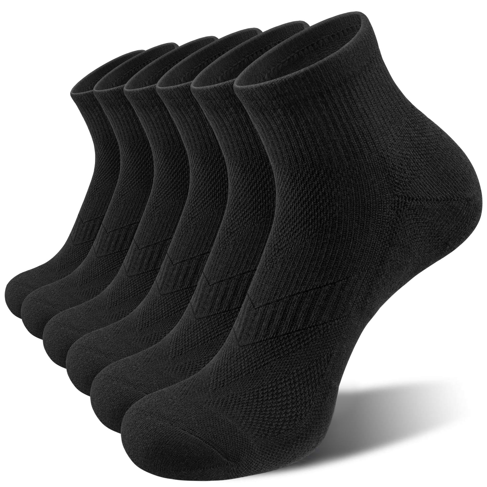 anqier 6 Paar Sneaker Socken Herren Damen Quarter Sportsocken Kurze Laufsocken 43-46 Crew Socks mit Frotteesohle Atmungsaktives Halbhoch Wandersocken 39-42