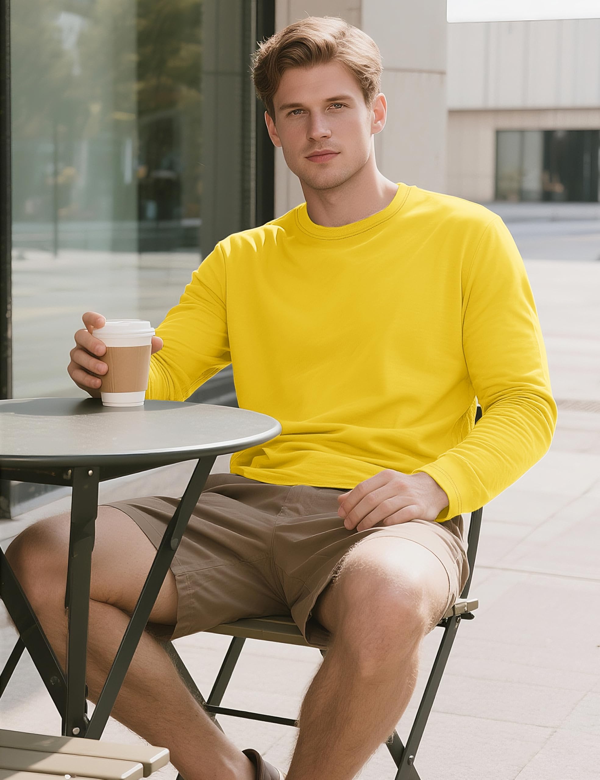 TACVASEN Herren T-Shirt Langarm Baumwolle Rundhals Shirt Männer Sweatshirt Langarmshirt Basic Oberteil Frühling Herbst Freizeit Pullover