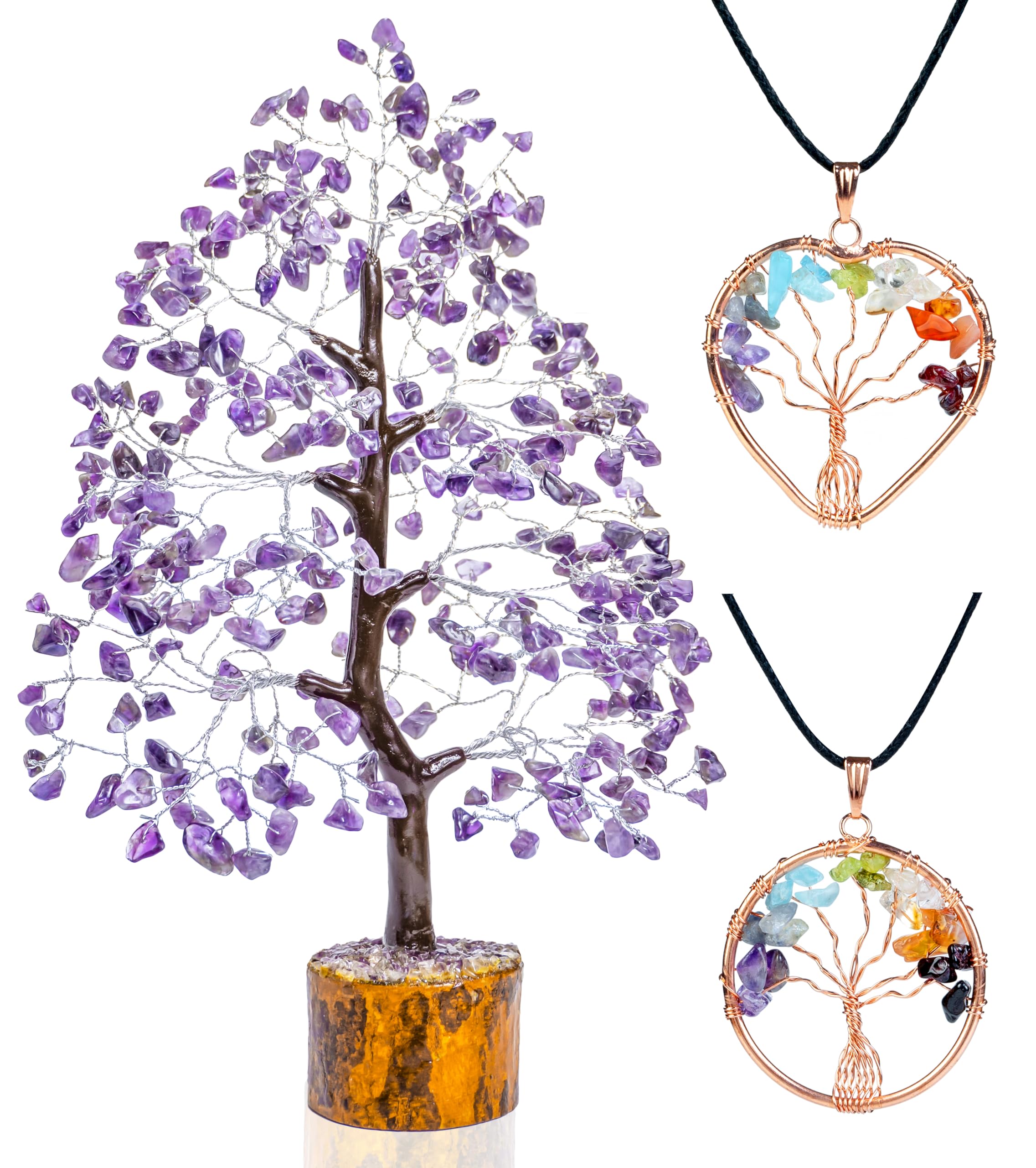 Amethyst Gem Tree, Crystal Tree of Life Pendant, Amethyst Crystal, Money Tree, Purple Office Supplies, Crystals, Purple Stone Tree, Chakra Tree, Purple Decor for Bedroom, Home Decor, 10-12 Inch