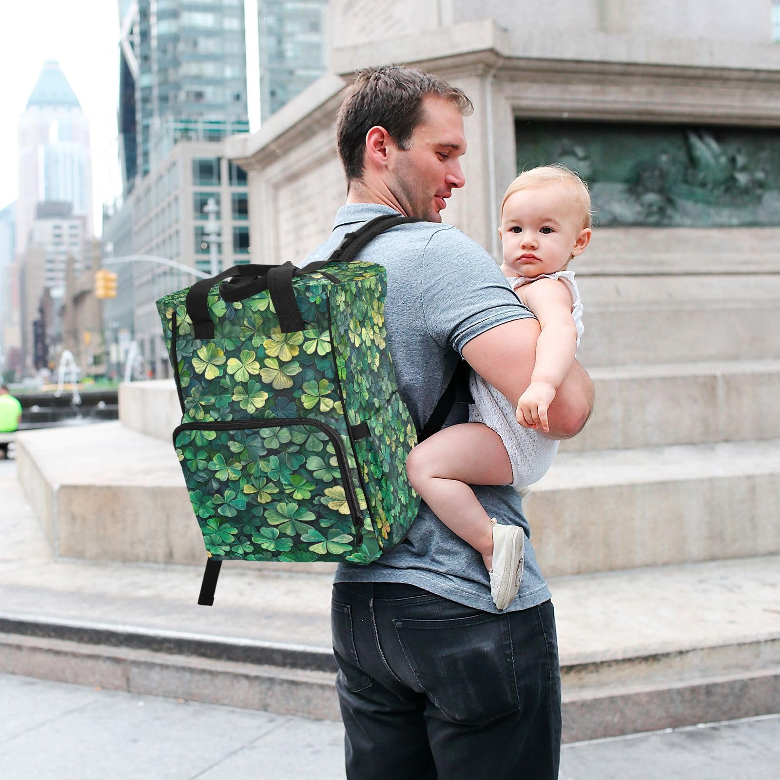 TréBoles Verdes Hoja Natural Mochilas de Pañales para Gran Capacidad Pañal Bolso Mochila para Viajar al Aire Libre Mamá y Papá