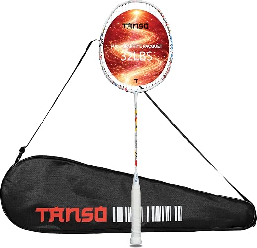 TANSO Lightbearer Full Graphite Ultra Light Weight Carbon Fibre Strung Badminton Racket (32 Lbs Tension, 675 mm Long, 77 G