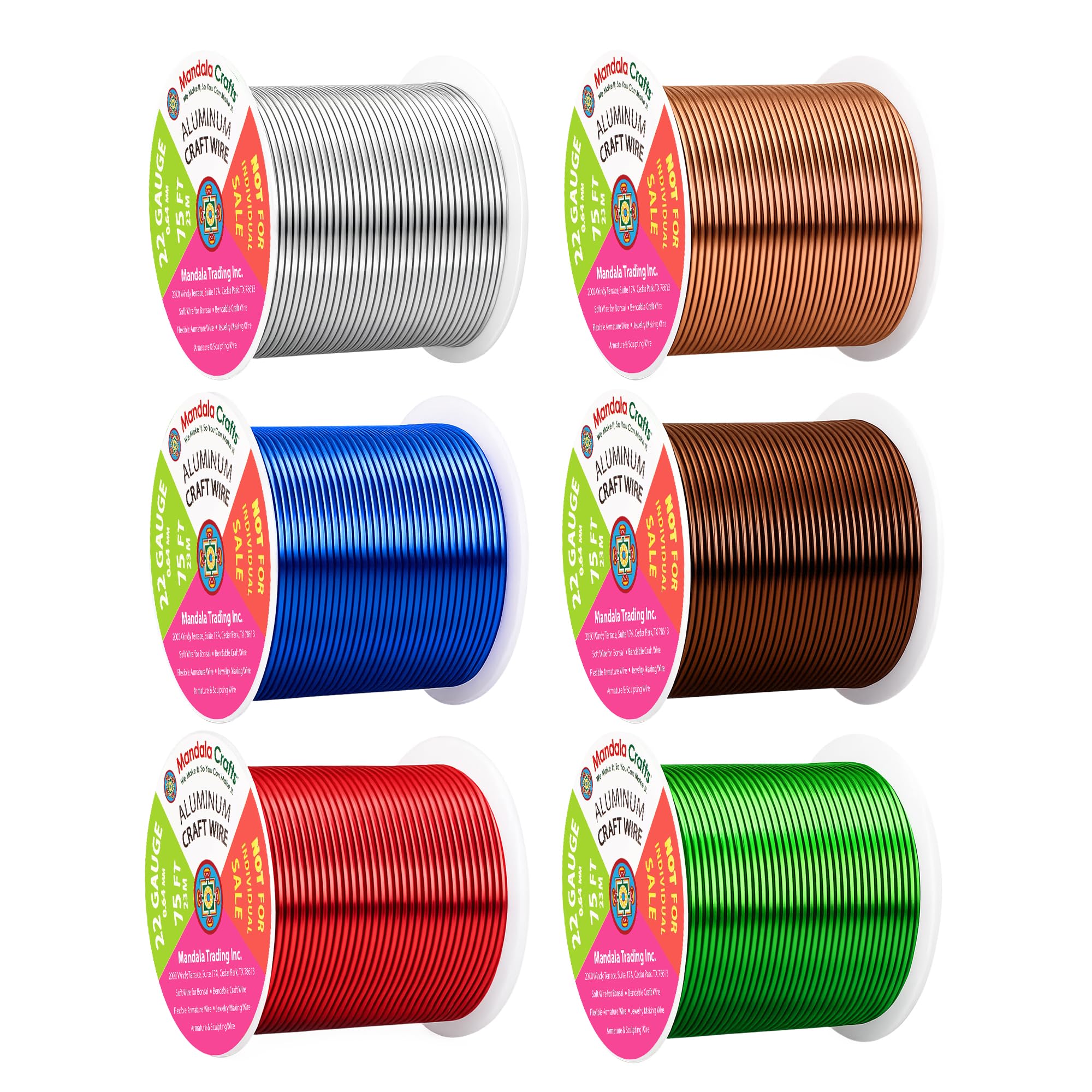 Mandala Crafts 22 GA Green Brown Red Assorted Anodized Aluminum Craft Wire