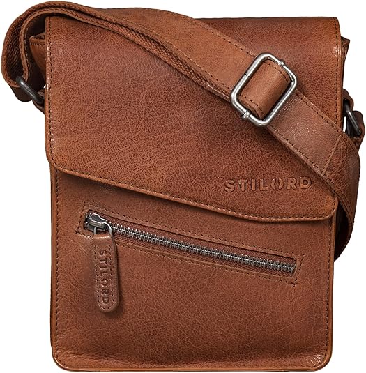 STILORD Brandon Heren tas leder Bruine Schoudertas Kleine