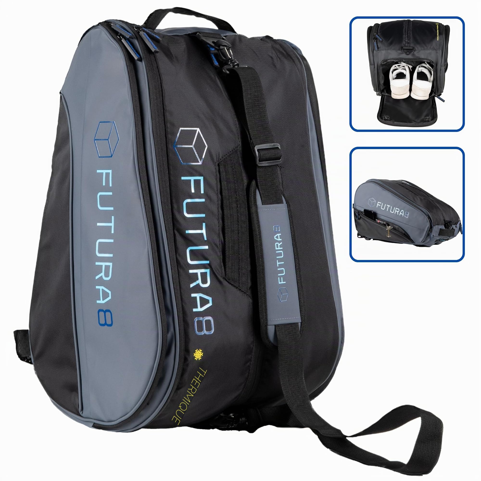 Sac de Padel Grande capacité – Rangement 4 Raquettes – idéal pour vêtements, Chaussures et balles – Homme et Femme – Sac à Dos Robuste et Polyvalent