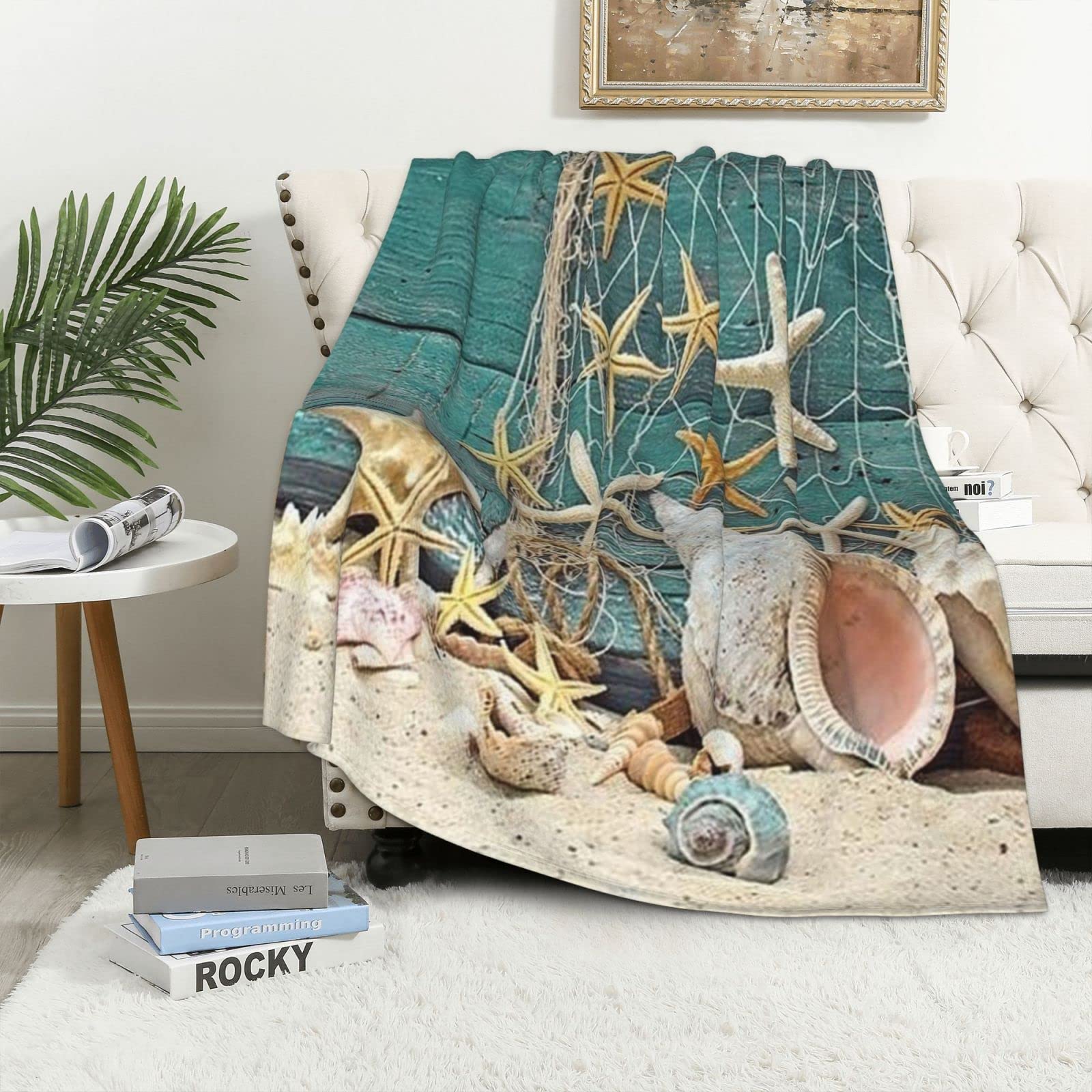 Couverture flanelle étoile de mer pour vos soirées cocooning