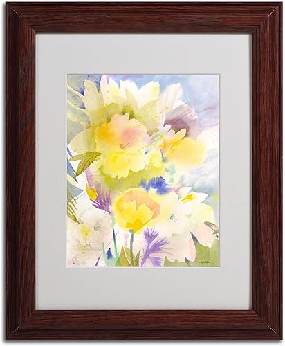 Miniatura 2 de Trademark Fine Art Summer's Yellows - Arte enmarcado mate de Sheila Golden en marco de madera, 11 x 14 pulgadas