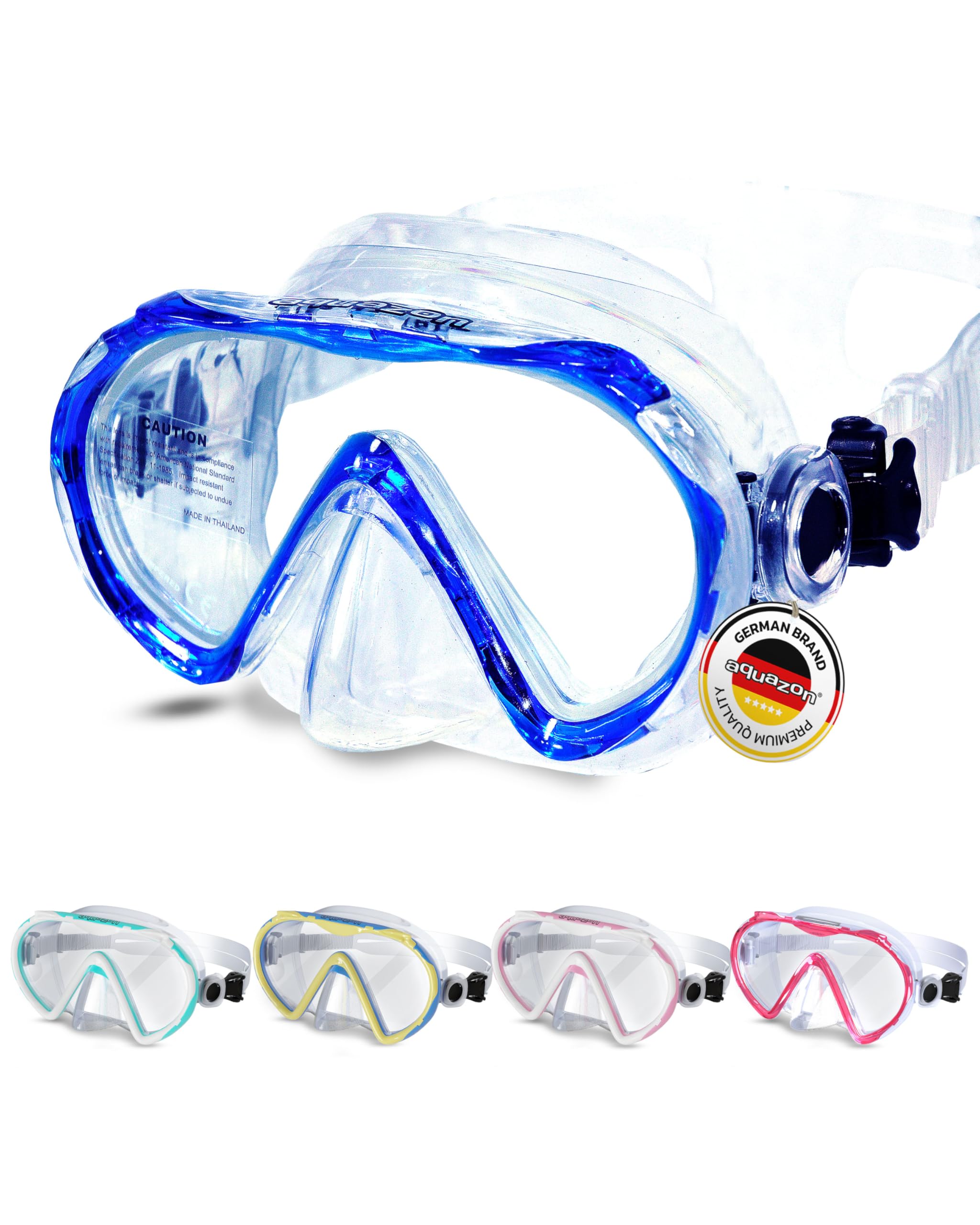 Gafas de buceo Aquazon Beach Blue, para niños y jóvenes de 7-14 años, M