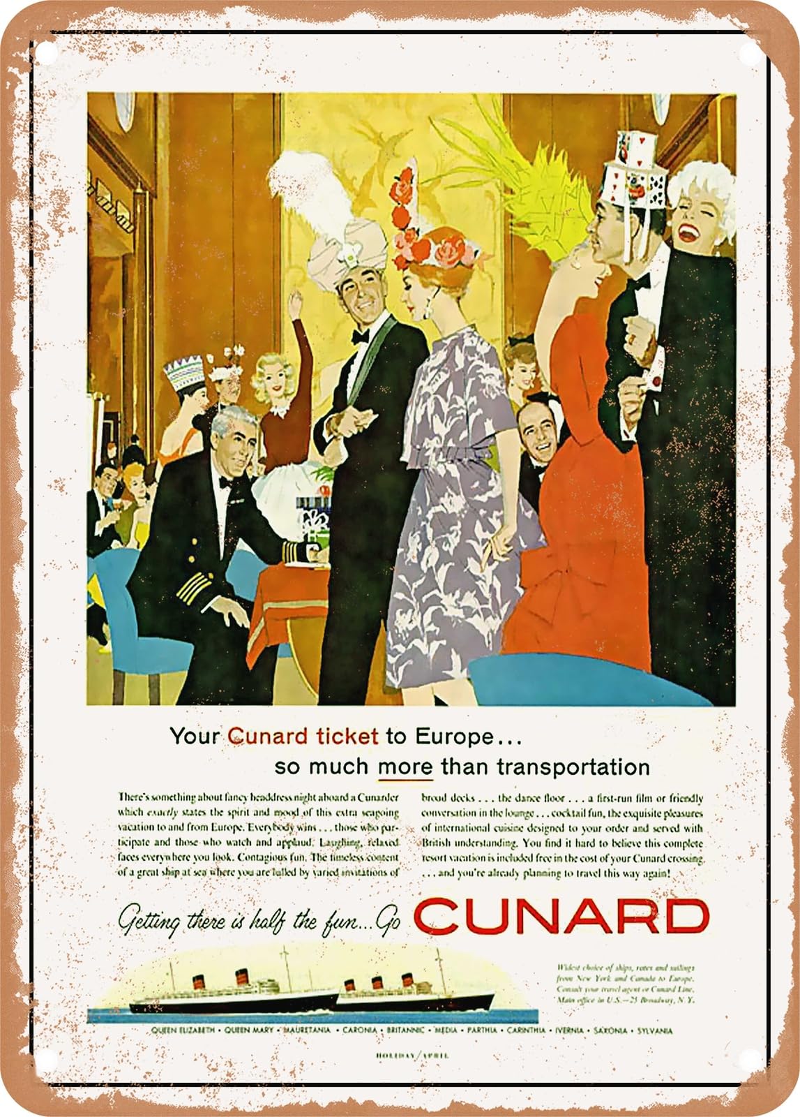 Miaomansenstore Metal Sign - 1960 Your Cunard Ticket To Europe Home Decor