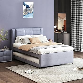 Amazon.com: RuiSiSi Full Trundle Bed Upholstered Bed Frame