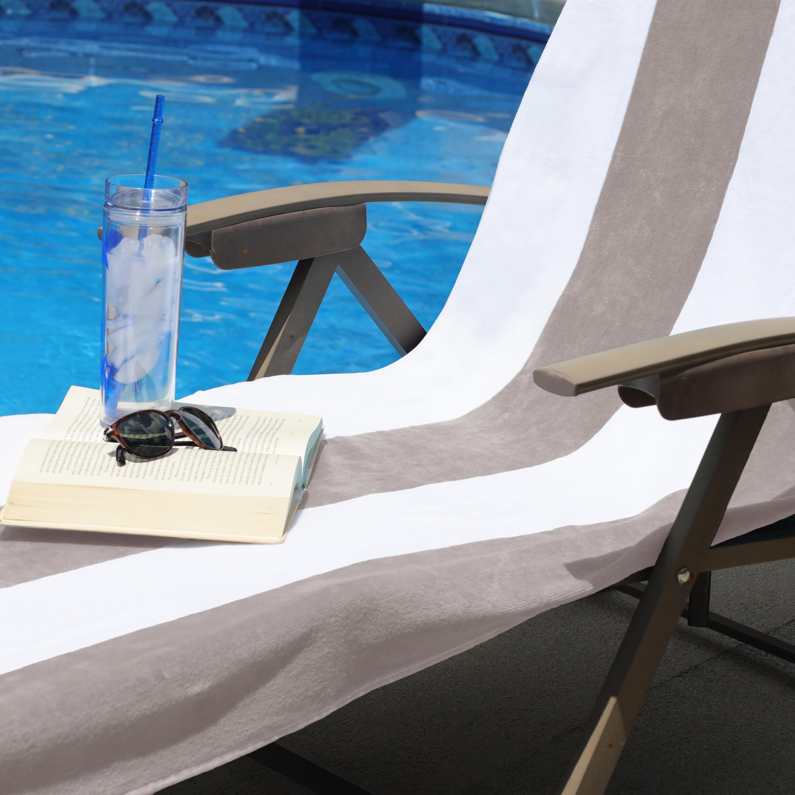 Superior Cabana Bezug für Liegestuhl, Baumwolle, für den Außenbereich, Frottee, Strand, Spa, Schwimmzubehör, Poolstuhl-Abdeckung, weich, schnell trocknend, 81,3 x 259,1 cm, Taupe